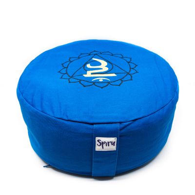 Spiru Meditatiekussen Katoen Blauw - 5e Chakra Vishuddha - 36 x 15 cm