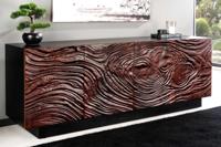 Massief dressoir FLUID 175cm Walnoot Bruin Acaciahout 3D Design Zwart Onderstel - 45599