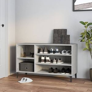 The Living Store Schoenenkast - Betongrijs - 102 x 36 x 60 cm