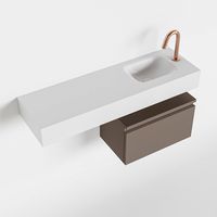 MONDIAZ ANDOR 50cm toiletmeubel smoke. LEX 100cm wastafel talc rechts 1 kraangat