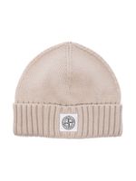 Stone Island Junior bonnet en maille nervurée à patch logo - Tons neutres