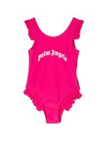 Palm Angels Kids maillot de bain volanté à logo imprimé - Rose