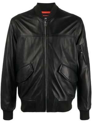 PS Paul Smith veste en cuir à fermeture zippée - Noir