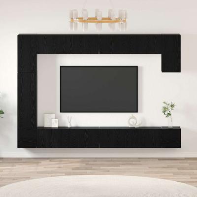 Tv-meubelset 9 pcs Zwart eiken 100 x 30 x 30.5 cm Bewerkt hout