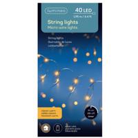 Lumineo draadverlichting - zilver - 40 led lampjes - warm wit - 195 cm - timer - kerstverlichting