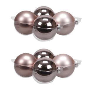 8x stuks glazen kerstballen oudroze (smokey rose) 10 cm mat/glans