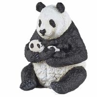 Panda met jong speeldiertje 8 cm - thumbnail