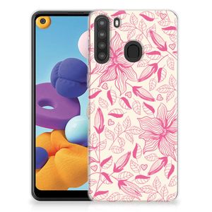 Samsung Galaxy A21 TPU Case Pink Flowers