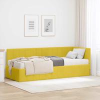 Hoekbedframe met matras met hoofdeinde Geel 80 x 200 cm Fluweel