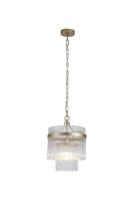 Hanglamp Lara 1Lt Gold Metal with Clear Glass Rods