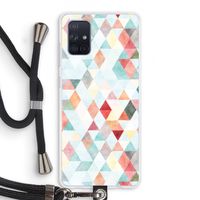 Gekleurde driehoekjes pastel: Samsung Galaxy A71 Transparant Hoesje met koord