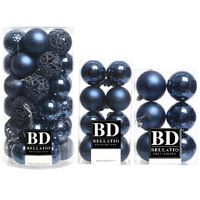 59x stuks kunststof kerstballen donkerblauw 4, 6 en 8 cm mix - thumbnail