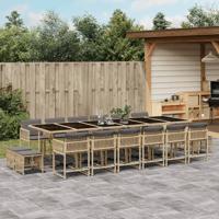 17-delige Tuinset met kussens poly rattan gemengd beige