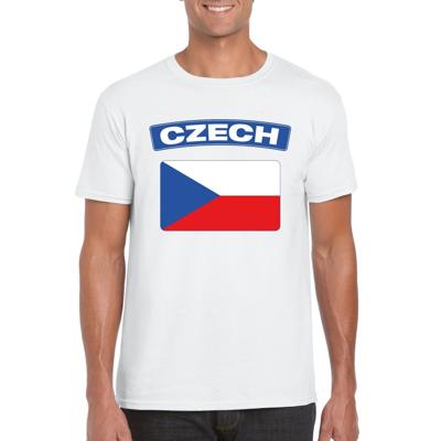 Tsjechie supporters t-shirt - met vlag print - wit - voor heren - landen - kleding