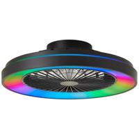 Brilliant Zwarte plafondventilatorMazzaro met RGB lamp - 48cm - G93854/06