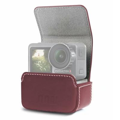 Waterdichte mini lederen draagtas opbergdoos voor DJI OSMO actie/GoPro/SJCAM/Xiaomi mi Jia (koffie)