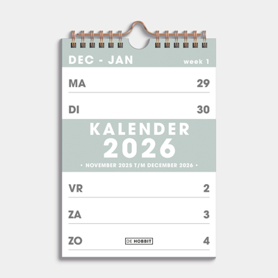A5 Spiraalkalender 2026 Groen