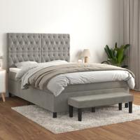 Boxspring met matras fluweel lichtgrijs 140x190 cm
