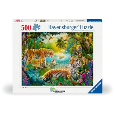 Ravensburger puzzel tijgerfamilie in de oase - 500 stukjes