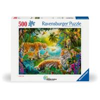 Ravensburger puzzel tijgerfamilie in de oase - 500 stukjes
