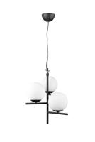 Trio HanglampPure 3-lichts zwart met witte bollen - 302000332