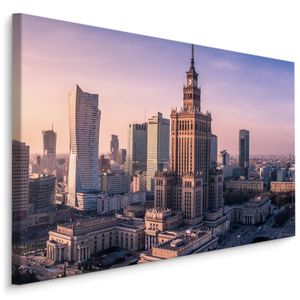 Schilderij - Warschau skyline, 4 maten, multi-gekleurd, Premium print