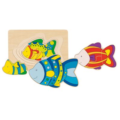 Goki houten 3-lagen puzzel vis