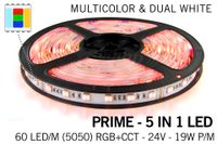 Mi·Light RGB & Dual White Prime 5 in 1 Led Strip | 12 of 24Volt  | 60 of 96 leds  per meter | 2.5 of 5m lengte