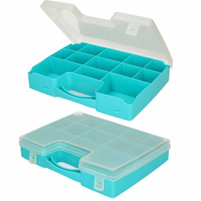 2x plasticforte opbergkoffertje - 13-vaks - blauw - opbergkoffer - sorteer box - 27,5 x 20,5 x 3 cm