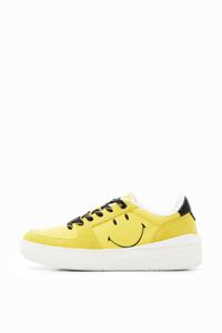 Sneakers met plateauzool en Smiley® van badstof - YELLOW - 38