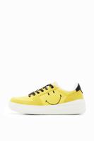 Sneakers met plateauzool en Smiley® van badstof - YELLOW - 39 - thumbnail