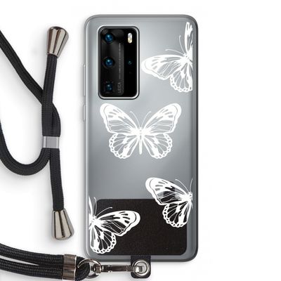 White butterfly: Huawei P40 Pro Transparant Hoesje met koord