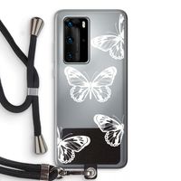 White butterfly: Huawei P40 Pro Transparant Hoesje met koord