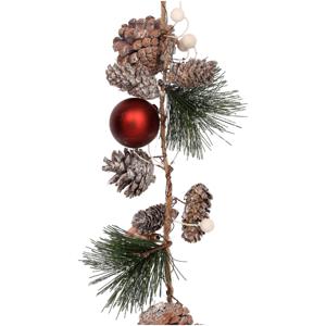 Guirlande met dennenappels, groen, goud, en kerstballen, lengte 100 cm, deco