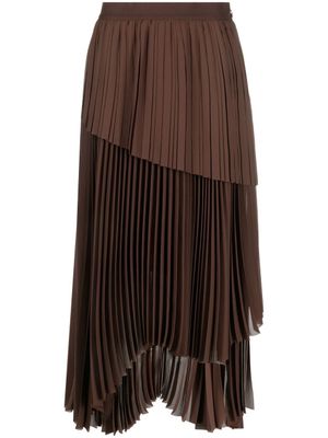 Fabiana Filippi jupe asymétrique à design plissé - Marron