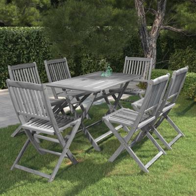 7-delige Tuinset massief acaciahout grijs
