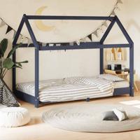 Kinderbedframe massief grenenhout grijs 70x140 cm