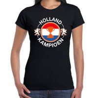 Zwart t-shirt Holland / Nederland supporter Holland kampioen met beker EK/ WK voor dames - thumbnail