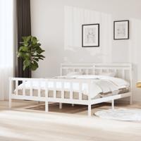 Bedframe massief hout wit 200x200 cm