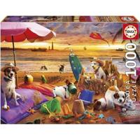 Puzzel - EDUCA - Honden spelen op het strand - 1000 stukjes - 68 x 48 cm - vanaf 12 jaar