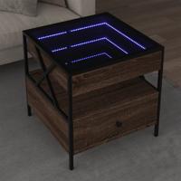 Salontafel met Infinity LED 50x50x51 cm bruin eikenkleurig