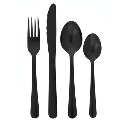 Home Deco Factory Bestekset - 16 delig - zwart - metaal - mat - 4 personen Home Deco Factory Bestekset - 16 delig - zwart - metaal - mat - 4 personen