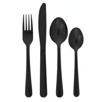Home Deco Factory Bestekset - 16 delig - zwart - metaal - mat - 4 personen