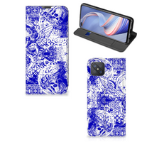 Mobiel BookCase OPPO Reno4 Z 5G Angel Skull Blauw