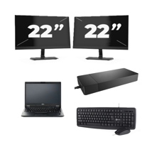 Fujitsu LIFEBOOK E5410 - Intel Core i3-10e Generatie - 14 inch - 16GB RAM - 256GB SSD - Windows 11 Home + 2x 22 inch Monitor