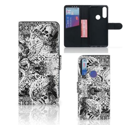 Telefoonhoesje met Naam Alcatel 1S 2020 Skulls Angel | Portemonnee hoesje