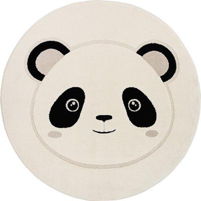 Kinderkamer Vloerkleed Rechthoekig Speelkleed met Panda print 14 mm Poolhoogte Cream-Ø 160 cm