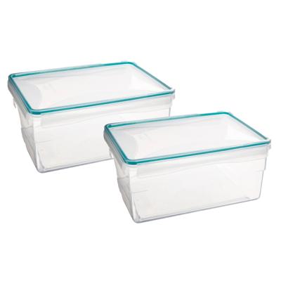 5Five Vershoudbakje met deksel - 2x - kunststof - luchtdicht - 25 x 18 x 12 cm - 3700 ml
