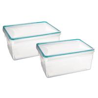 5Five Vershoudbakje met deksel - 2x - kunststof - luchtdicht - 25 x 18 x 12 cm - 3700 ml