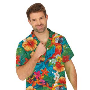 Tropical party Hawaii blouse heren - tropische bloemen - oranje - carnaval/themafeest